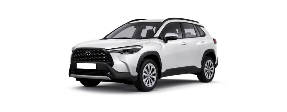 White Toyota Corolla Cross SUV available on rent to own in South Africa
